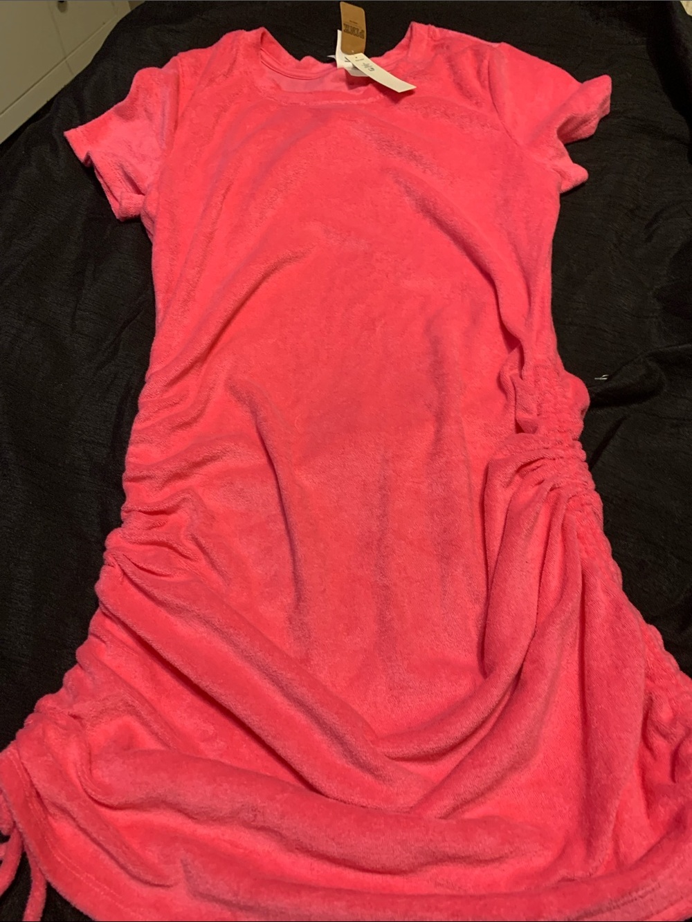 PINK Victoria's Secret Hot Pink Short Sleeve Terry Dress